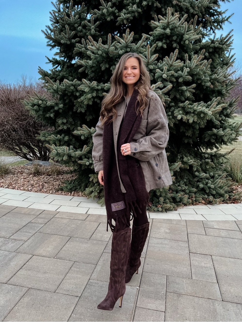 Quilt-Lined Brown Herringbone Jacket